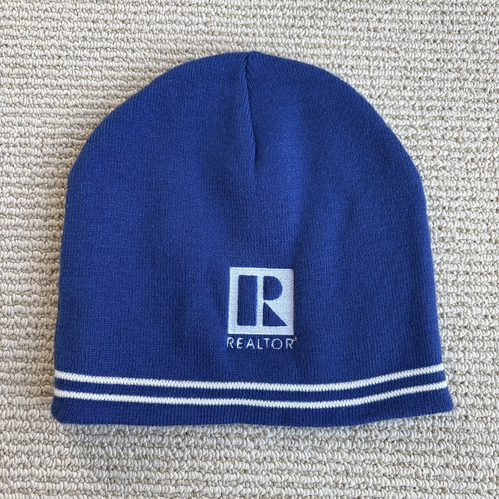 Realtor logo blue acrylic Beanie Hat Cap Knit